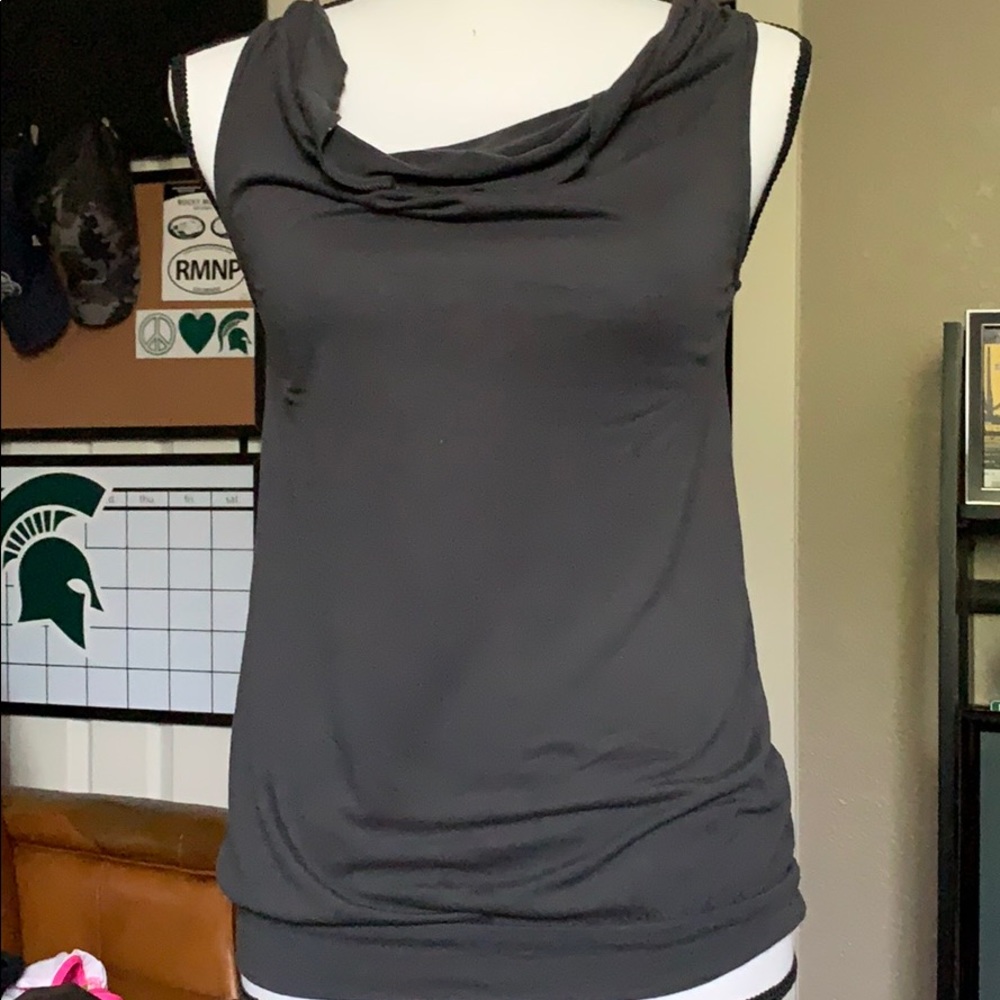 Loft drapes grey top zip back top banded bottom